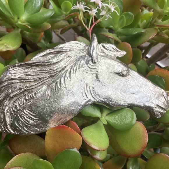 Vintage Outstanding Metal Statement Sized Horse Head Belt Buckle/Scarf Slide main image 5
